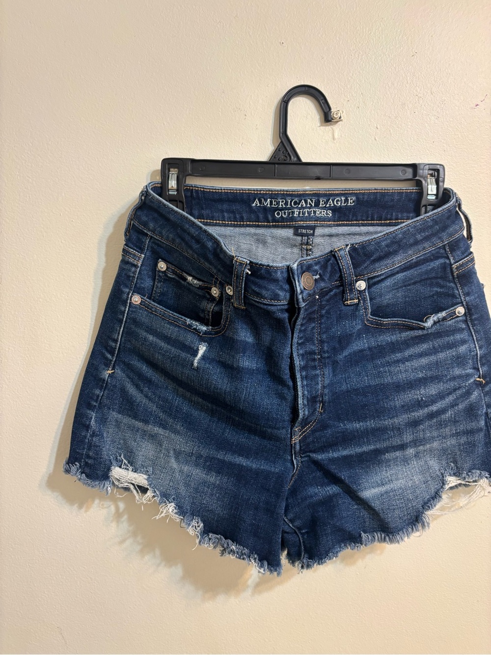 American Eagle Outfitters Women's Dark Blue Slim Denim Shorts - Picture 3 of 3